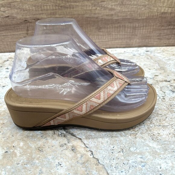 Vionic Sandals Womens Size 6 Tan HighTide Wedge Slides Flip Flop Comfort - Picture 3 of 11